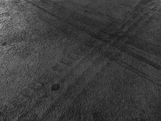 Fototapeta premium Close up black tire marks on cement floor.