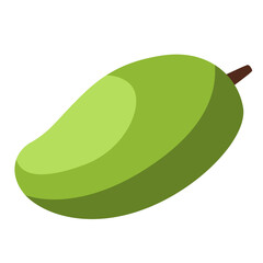 Green mango illustration, tropical exotic fruit, organic fresh food, healthy nutrition, summer harvest, sour taste, natural diet.
