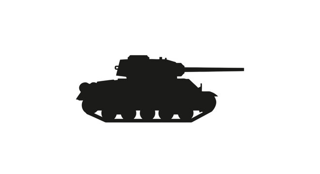 Vector Silhouette of a T-34 Tank Depicting Military Strength and Historical Significance for Educational Resources and Graphic Design Purposes