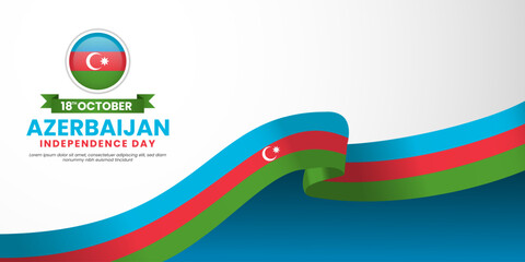 Azerbaijan flag for independence day banner background with waving ribbon flag