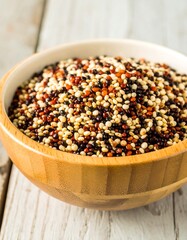 Quinoa blend in wooden bowl