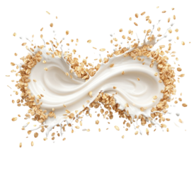 Milk and oat cereal in a flowing infinity symbol