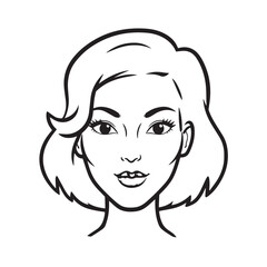 Beautiful Woman Doodle Black and White Illustration Fashion Girl Portrait Line Art Sketch Vector