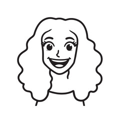 Beautiful Woman Doodle Black and White Illustration Fashion Girl Portrait Line Art Sketch Vector