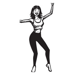 Beautiful Woman Doodle Black and White Illustration Fashion Girl Portrait Line Art Sketch Vector