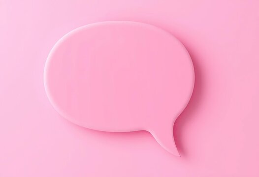 Pink speech bubble on solid background, glossy effect,  light pink,  clean