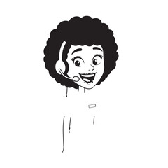 Beautiful Woman Doodle Black and White Illustration Fashion Girl Portrait Line Art Sketch Vector