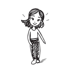 Beautiful Woman Doodle Black and White Illustration Fashion Girl Portrait Line Art Sketch Vector