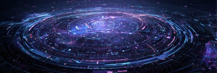 Visual Representation of a Vibrant Cosmic Landscape With Swirling Galaxies and Bright Colors in a Futuristic Style