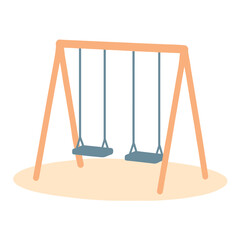 Naklejka premium Minimalist double swing playground with no child, flat 2D vector art