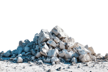 Pile of light-gray rocks on a flat surface