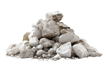 Pile of light gray, broken rocks