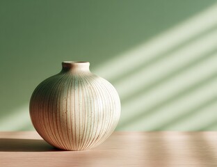 Light-filled still life with a light beige vase