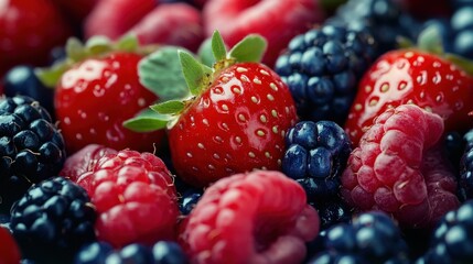 Close-up view of a mix of colorful berries.