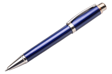 Elegant blue ballpoint pen isolated for design projects and presentations transparent background