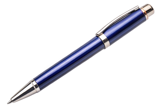 Elegant blue ballpoint pen isolated for design projects and presentations transparent background