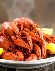 Cooked Crawfish on Plate