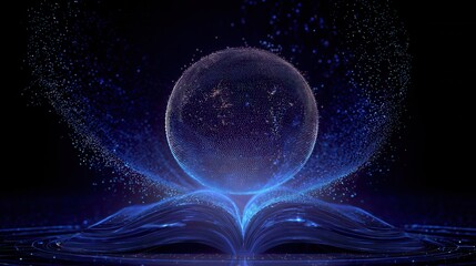 Mysterious glowing blue egg shape with swirling energy and particles