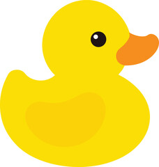 Fototapeta premium Bright yellow rubber duck toy illustration for bathtub play and fun childrens activities