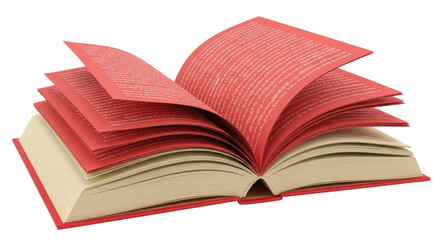 Isolated Open Book with Red Pages