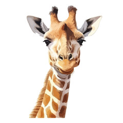 Detailed Portrait of a Giraffe Focused on Head and Neck Artistic Style