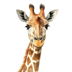 Detailed Portrait of a Giraffe with Focused Eyes and Unique Markings