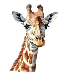 Detailed Portrait of a Giraffe with Unique Facial Features and Expression