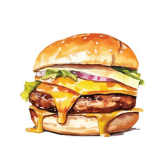 Double patty cheeseburger with dripping cheese lettuce and red onion slices