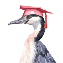 Educated Bird Wearing Graduation Cap Ready for Academic Success
