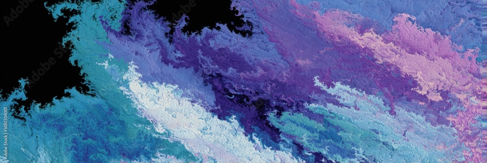 Poster abstract digital artwork featuring vibrant colors blending together in fluid patterns, creating a me