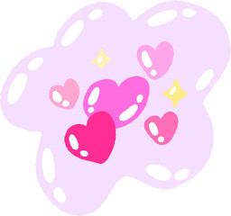 Purple Bubble with Hearts – Cute Digital Illustration for Love and Valentine Design