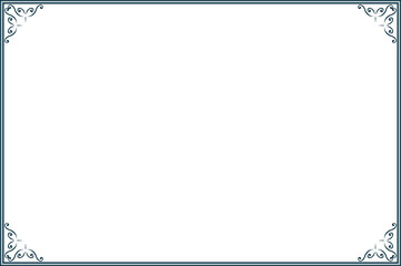 Elegant Pastel Blue Decorative Vintage Frame with Swirl Ornaments. 889