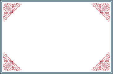 Elegant Red and Blue Decorative Vintage Frame with Swirl Ornaments. 88