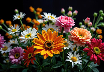 Close-up Photograph of a Mixed-Flower Bouquet