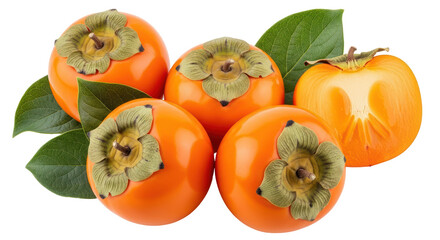 Isolated Persimmons and a Persimmon Half