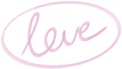 Pink Love Word Circle Drawing – Hand Drawn Text Clipart PNG