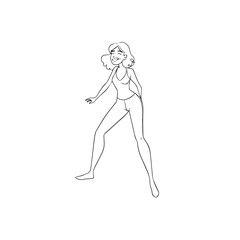 Beautiful Woman Black and White Vector Image Illustration Fashion Girl Portrait Line Art Drawing