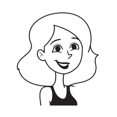 Beautiful Woman Black and White Vector Image Illustration Fashion Girl Portrait Line Art Drawing