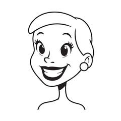 Beautiful Woman Black and White Vector Image Illustration Fashion Girl Portrait Line Art Drawing