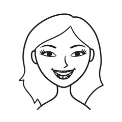 Beautiful Woman Black and White Vector Image Illustration Fashion Girl Portrait Line Art Drawing