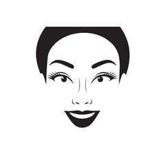 Beautiful Woman Black and White Vector Image Illustration Fashion Girl Portrait Line Art Drawing