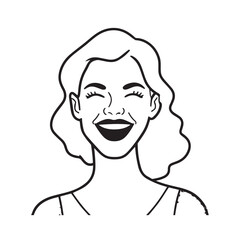 Beautiful Woman Black and White Vector Image Illustration Fashion Girl Portrait Line Art Drawing