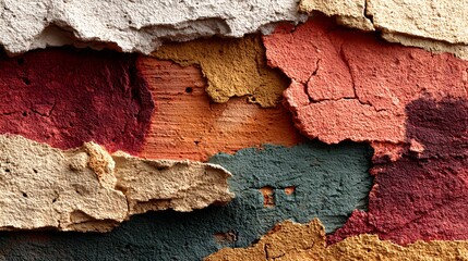 Colorful cracked wall texture background old damaged plaster surface design