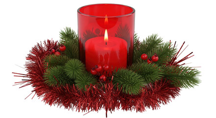 Isolated Christmas Candle Centerpiece