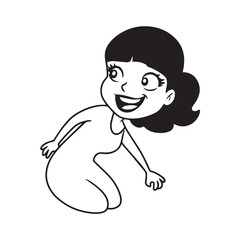 Beautiful Woman Black and White Vector Image Illustration Fashion Girl Portrait Line Art Drawing