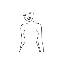 Fototapeta premium Beautiful Woman Black and White Vector Image Illustration Fashion Girl Portrait Line Art Drawing