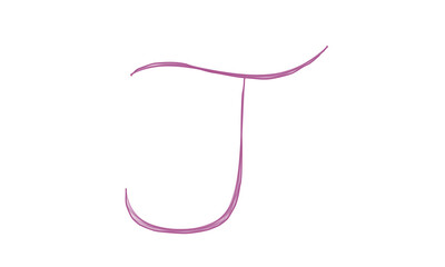 Handwritten purple letter J typography on white background, simple calligraphy design useful for logo creation and educational projects, versatile alphabet illustration for global graphic use

