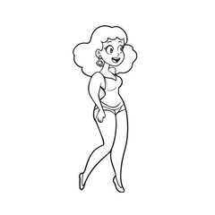 Beautiful Woman Black and White Vector Image Illustration Fashion Girl Portrait Line Art Drawing