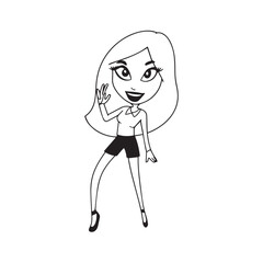 Beautiful Woman Black and White Vector Image Illustration Fashion Girl Portrait Line Art Drawing