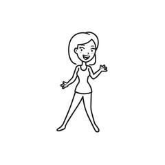 Beautiful Woman Black and White Vector Image Illustration Fashion Girl Portrait Line Art Drawing